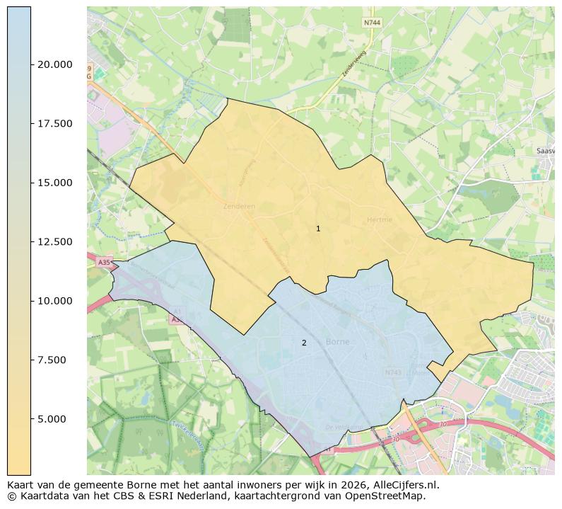 Afbeelding van de gemeente Borne op de kaart.