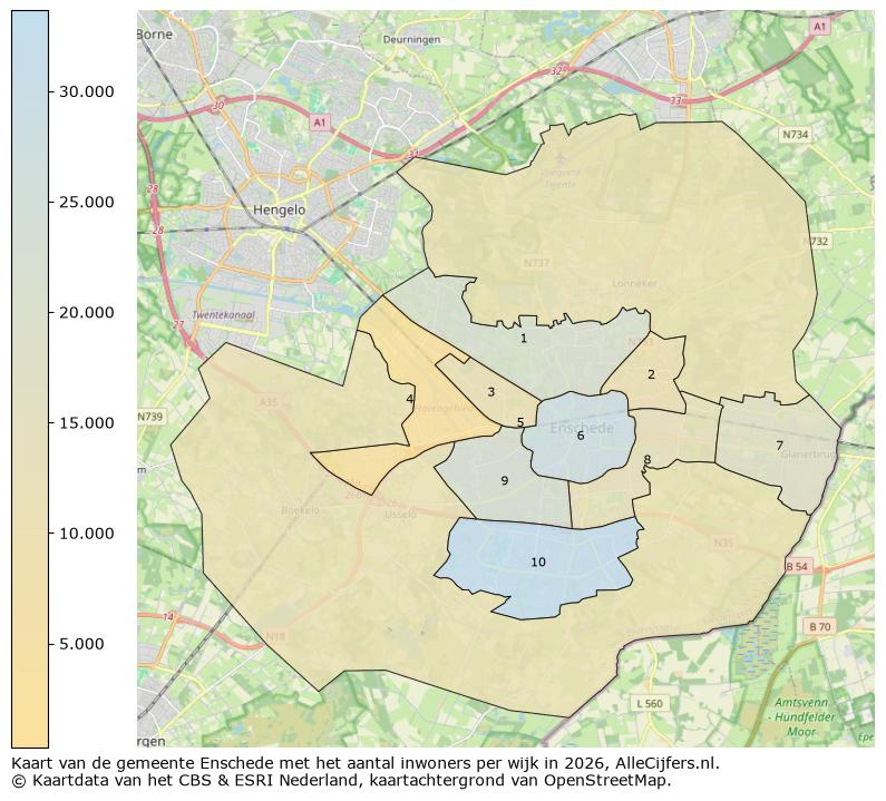 Afbeelding van de gemeente Enschede op de kaart.