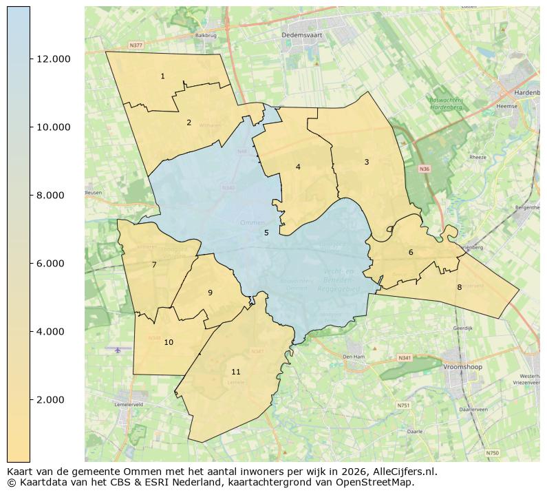 Afbeelding van de gemeente Ommen op de kaart.