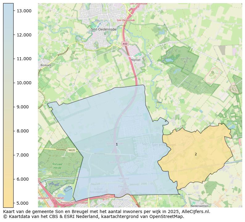 Afbeelding van de gemeente Son en Breugel op de kaart.