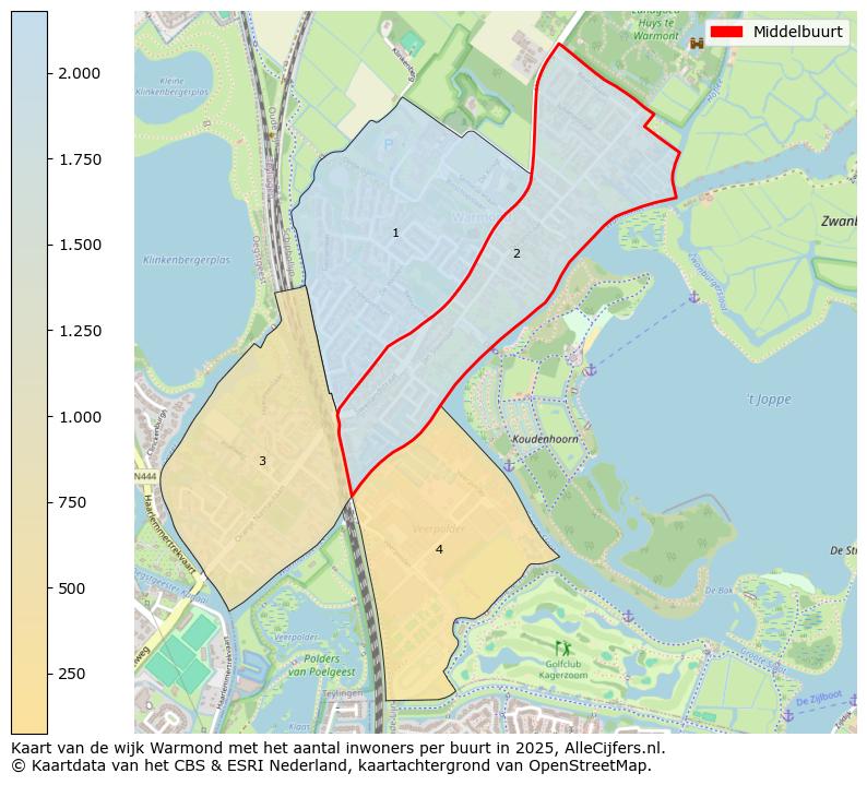 Afbeelding van de Middelbuurt op de kaart.