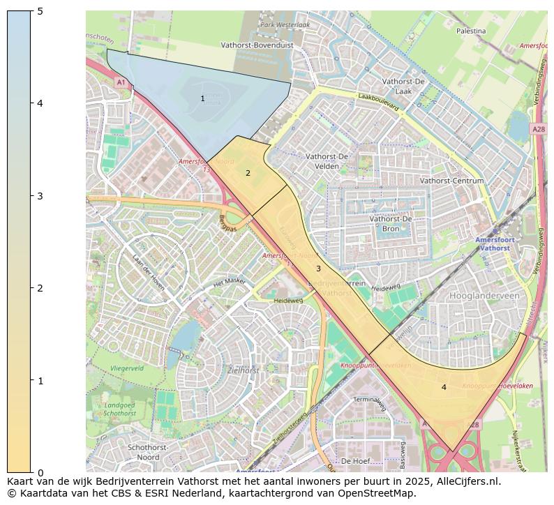 Afbeelding van de wijk Bedrijventerrein Vathorst op de kaart.
