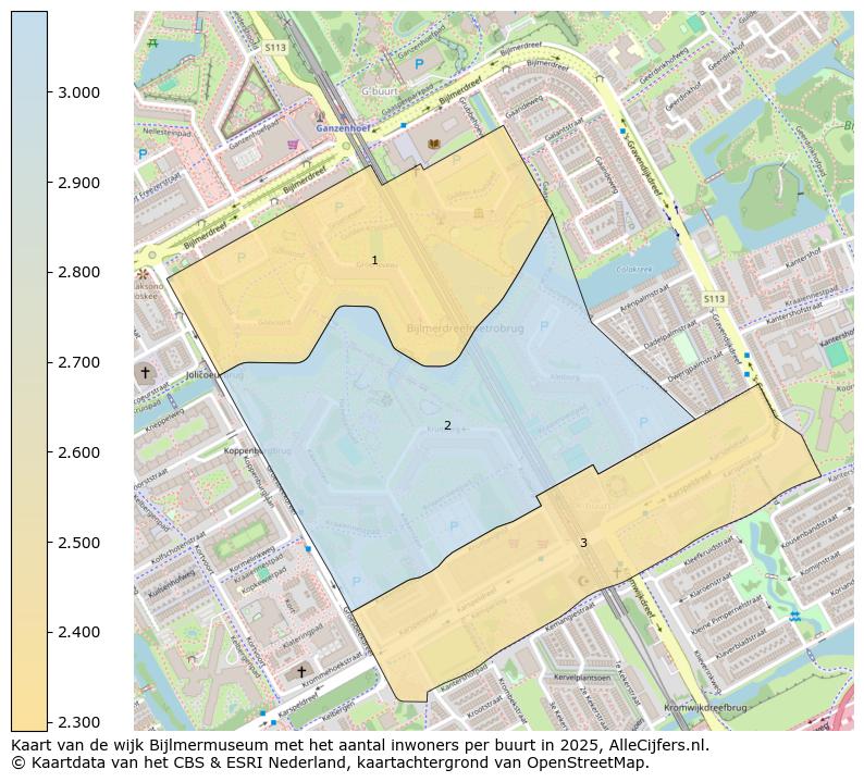 Afbeelding van de wijk Bijlmermuseum op de kaart.