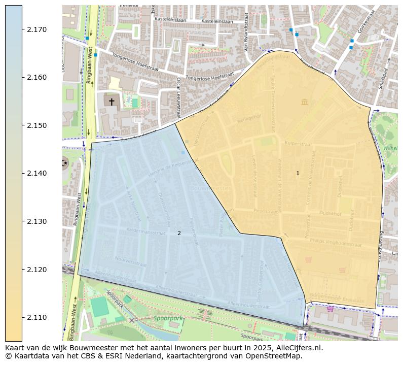 Afbeelding van de wijk Bouwmeester op de kaart.