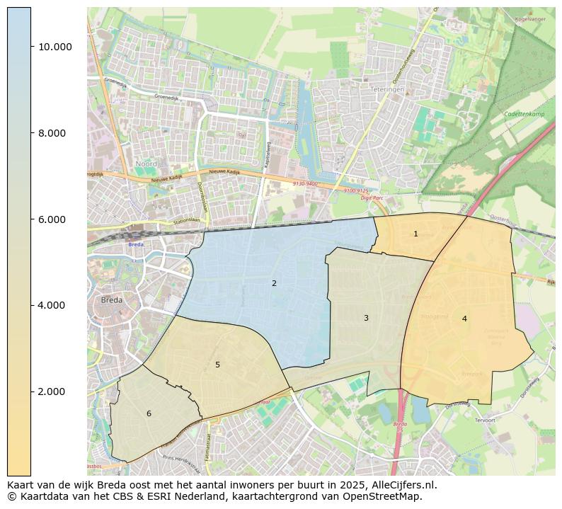 Afbeelding van de wijk Breda oost op de kaart.