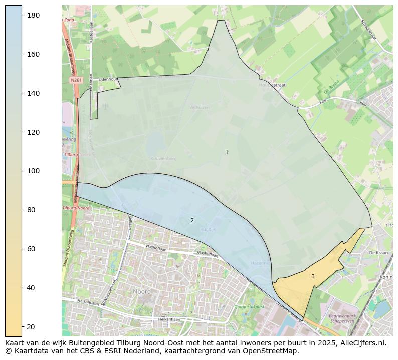 Afbeelding van de wijk Buitengebied Tilburg Noord-Oost op de kaart.