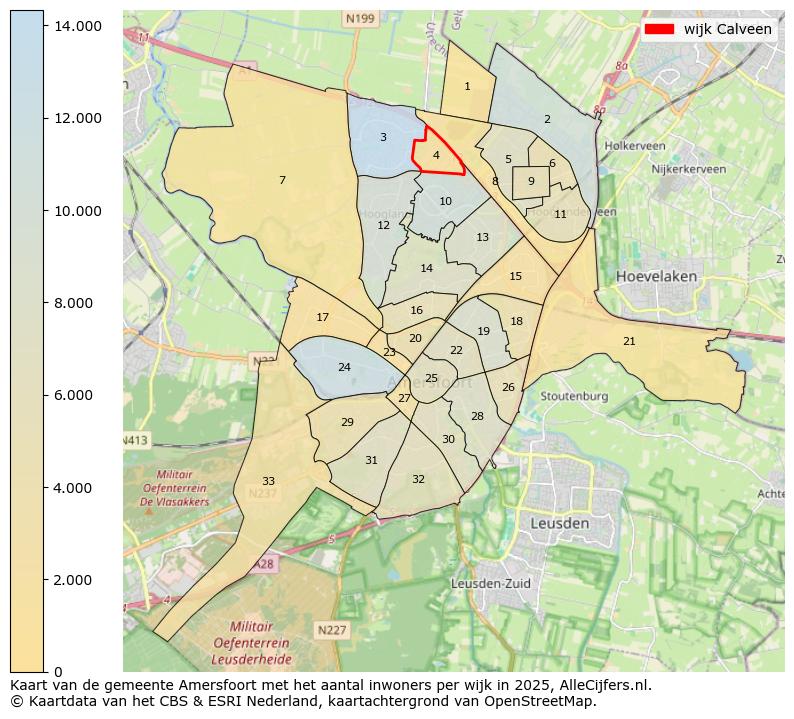 Afbeelding van de wijk Calveen op de kaart.