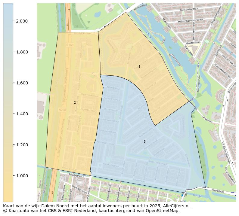 Afbeelding van de wijk Dalem Noord op de kaart.