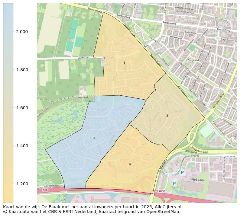 Afbeelding van de wijk De Blaak op de kaart.