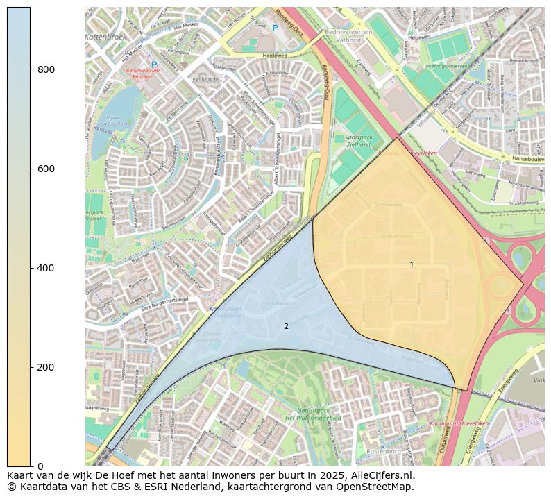 Afbeelding van de wijk De Hoef op de kaart.