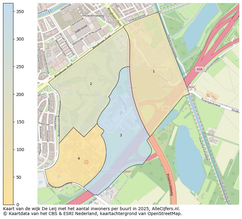 Afbeelding van de wijk De Leij op de kaart.