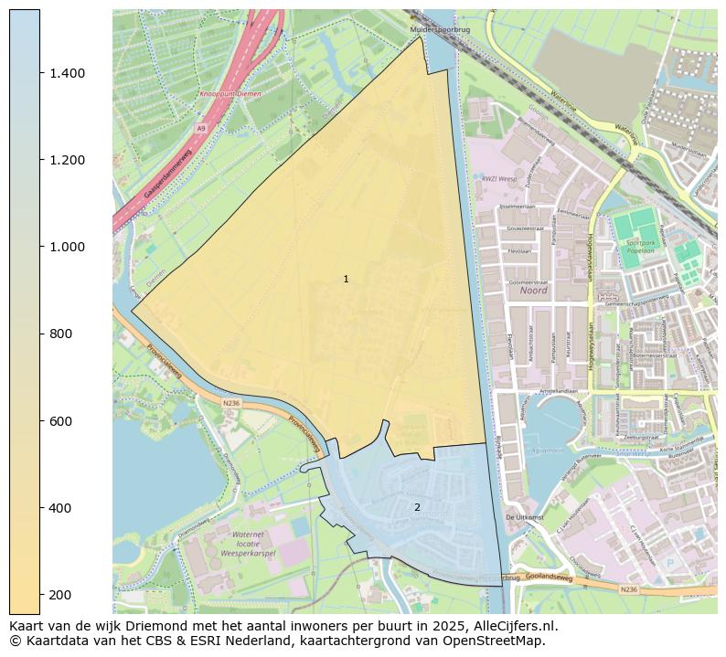 Afbeelding van de wijk Driemond op de kaart.