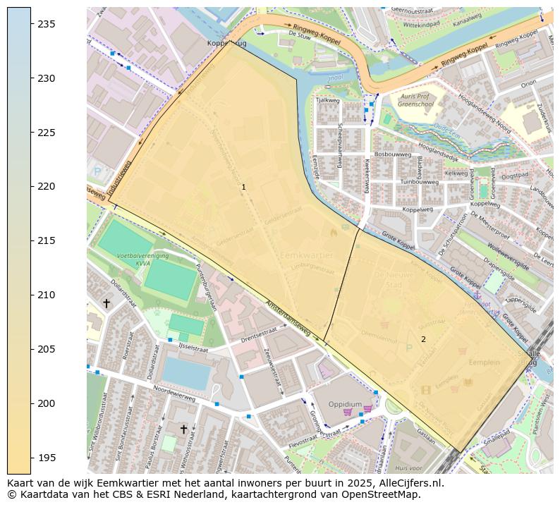 Afbeelding van de wijk Eemkwartier op de kaart.