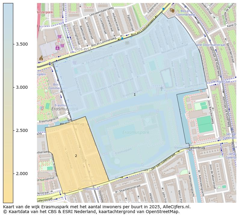 Afbeelding van de wijk Erasmuspark op de kaart.