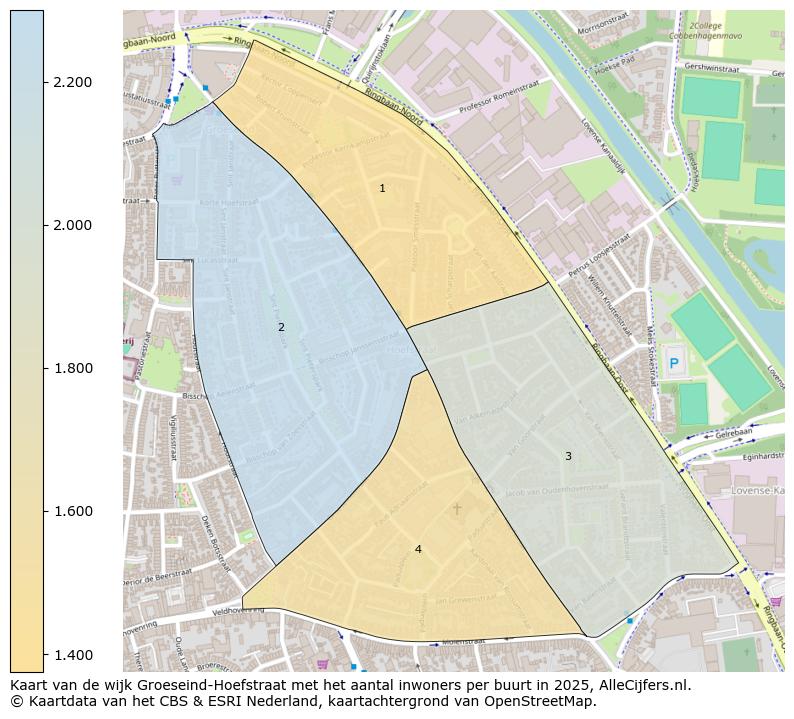 Afbeelding van de wijk Groeseind-Hoefstraat op de kaart.