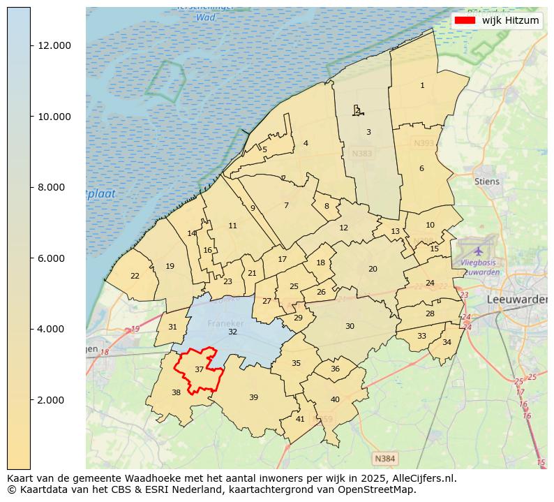 Afbeelding van de wijk Hitzum op de kaart.