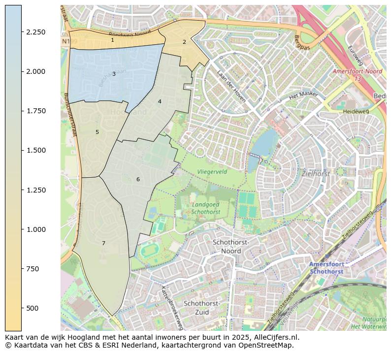 Afbeelding van de wijk Hoogland op de kaart.