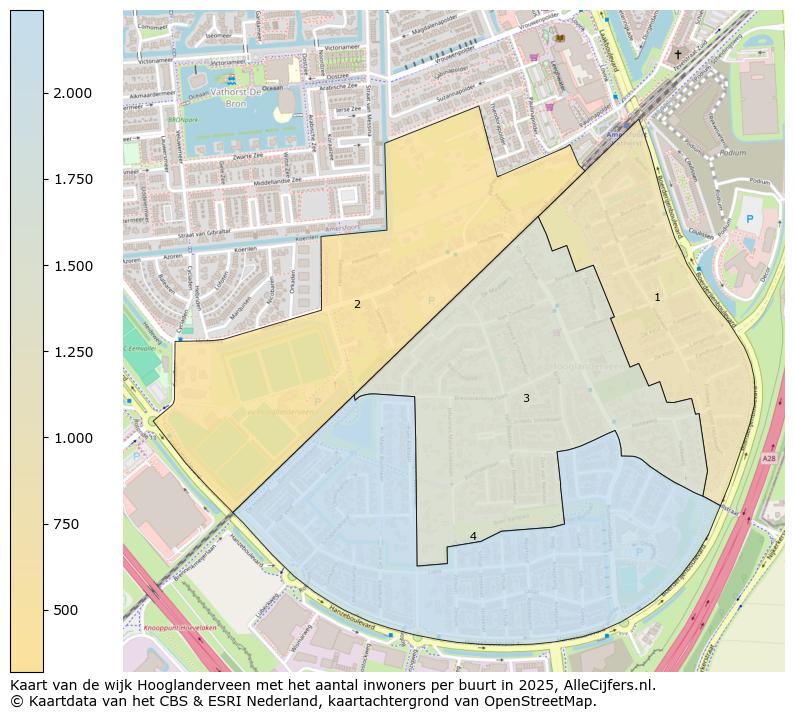 Afbeelding van de wijk Hooglanderveen op de kaart.