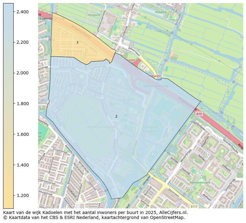 Afbeelding van de wijk Kadoelen op de kaart.