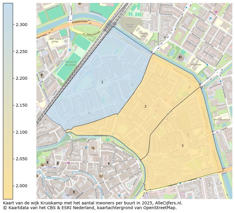 Afbeelding van de wijk Kruiskamp op de kaart.