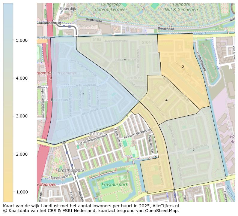 Afbeelding van de wijk Landlust op de kaart.