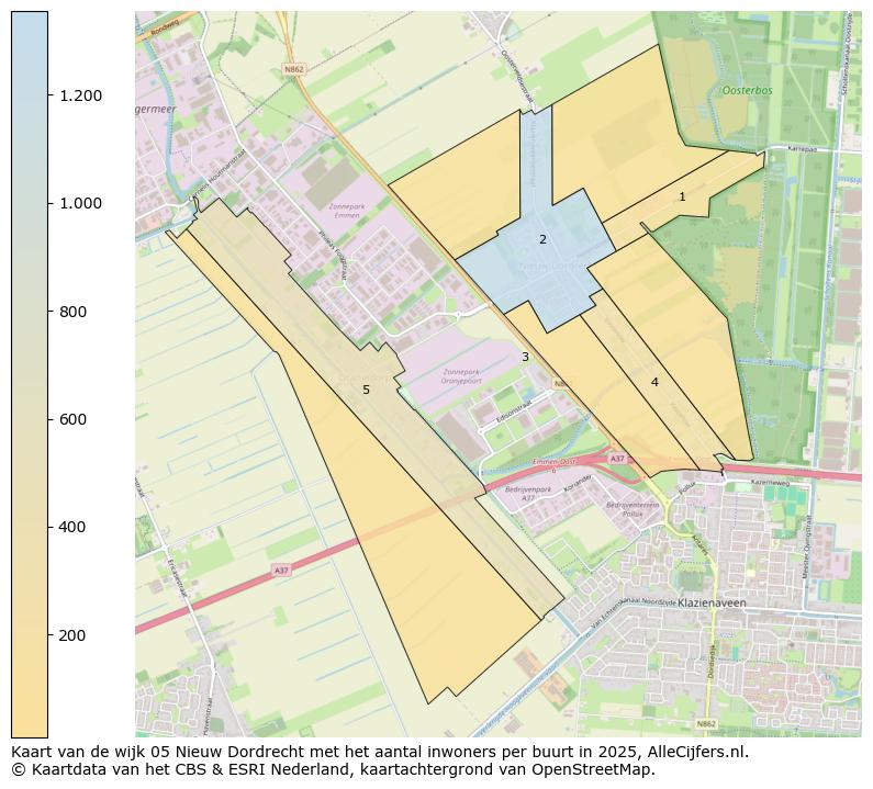 Afbeelding van de wijk Nieuw-Dordrecht op de kaart.