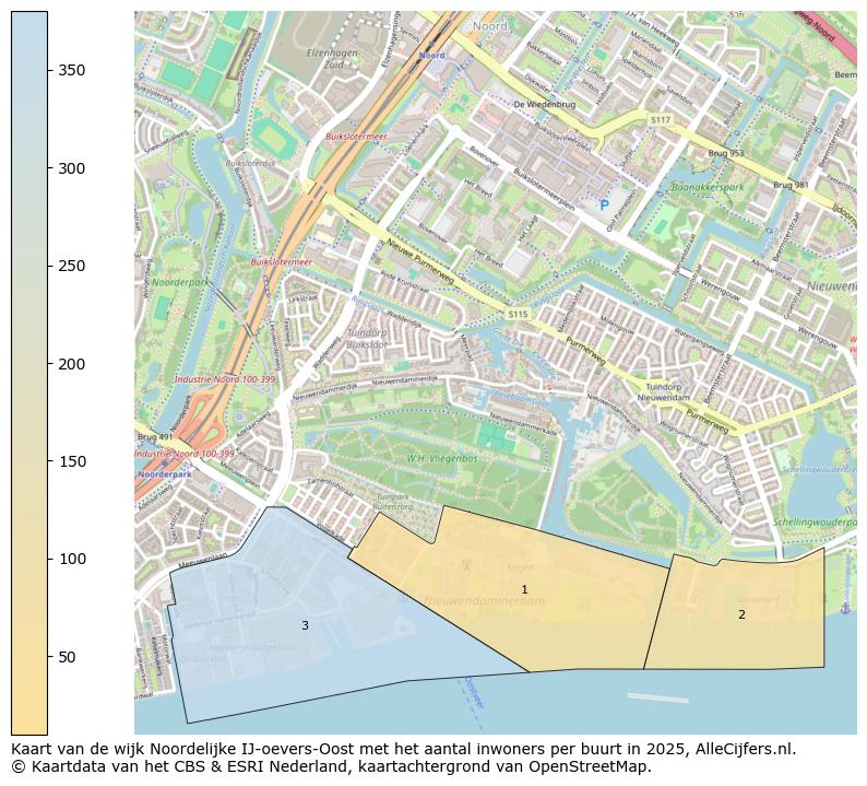 Afbeelding van de wijk Noordelijke IJ-oevers-Oost op de kaart.