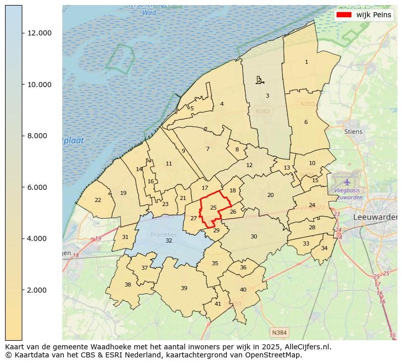 Afbeelding van de wijk Peins op de kaart.