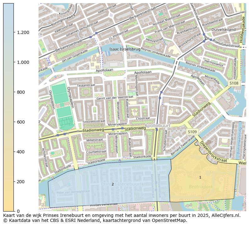 Afbeelding van de wijk Prinses Irenebuurt en omgeving op de kaart.