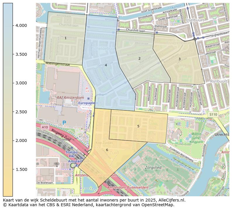 Afbeelding van de wijk Scheldebuurt op de kaart.