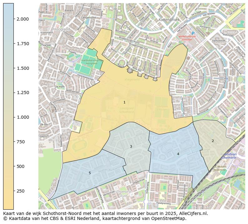 Afbeelding van de wijk Schothorst-Noord op de kaart.