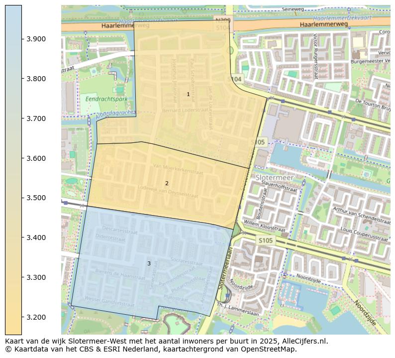Afbeelding van de wijk Slotermeer-West op de kaart.