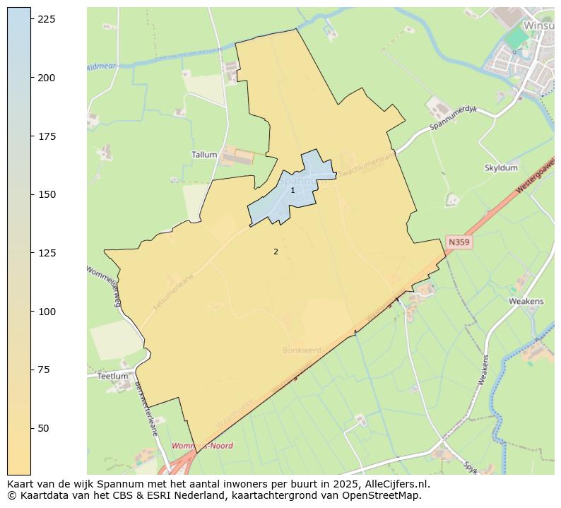 Afbeelding van de wijk Spannum op de kaart.