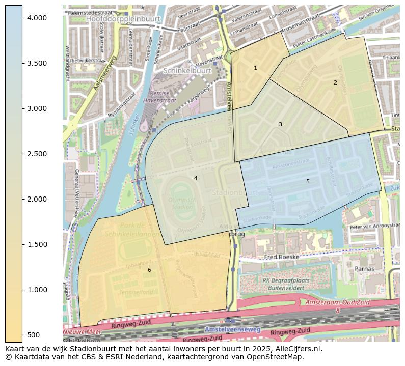Afbeelding van de wijk Stadionbuurt op de kaart.