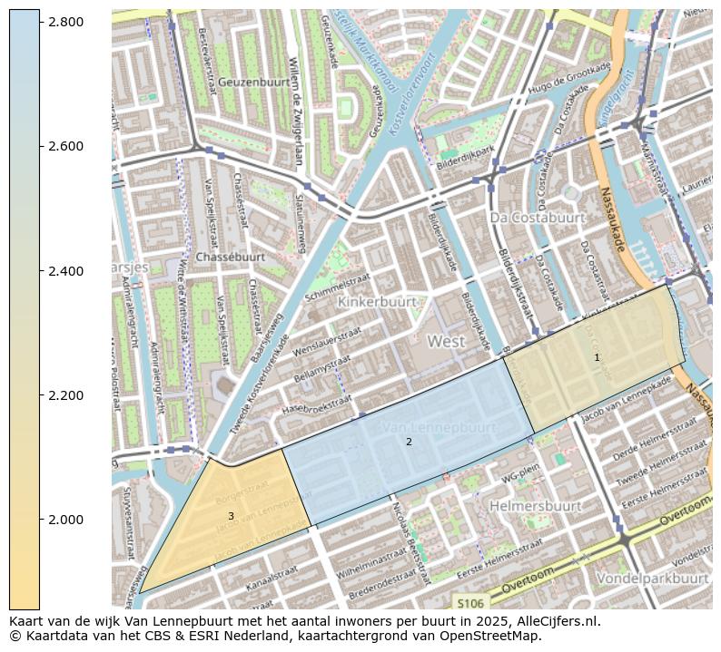 Afbeelding van de wijk Van Lennepbuurt op de kaart.