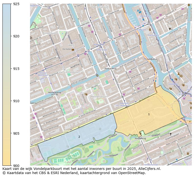 Afbeelding van de wijk Vondelparkbuurt op de kaart.