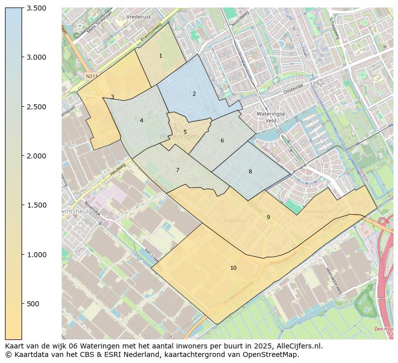 Afbeelding van de wijk Wateringen op de kaart.