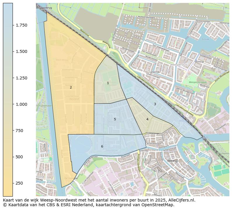 Afbeelding van de wijk Weesp-Noordwest op de kaart.