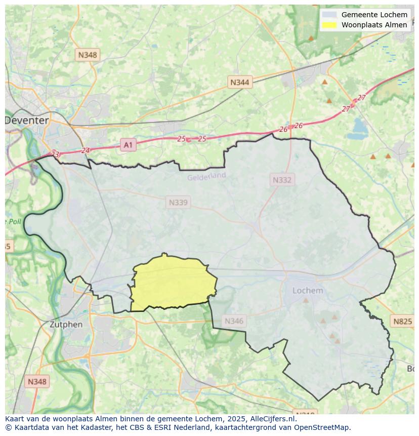 Afbeelding van de woonplaats Almen op de kaart.