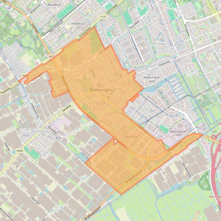 Kaartafbeelding, ingezoomd op postcodegebied 2291.