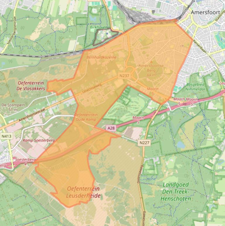 Kaartafbeelding, ingezoomd op postcodegebied 3818.