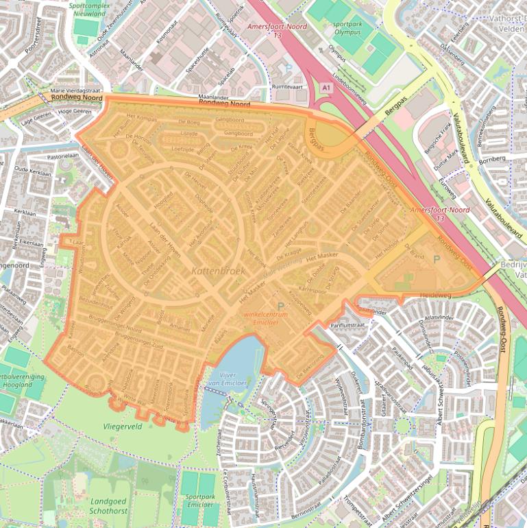 Kaartafbeelding, ingezoomd op postcodegebied 3823.