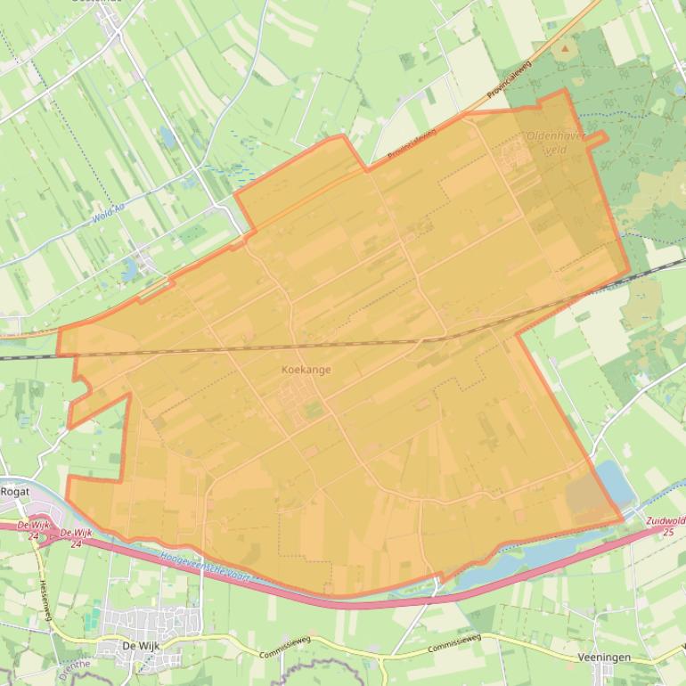 Kaartafbeelding, ingezoomd op postcodegebied 7958.