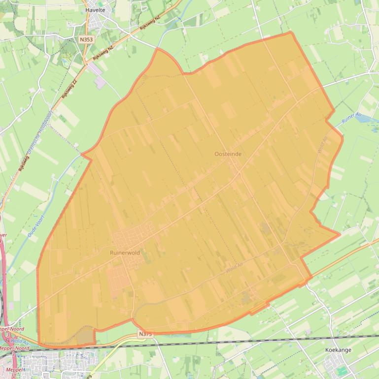 Kaartafbeelding, ingezoomd op postcodegebied 7961.