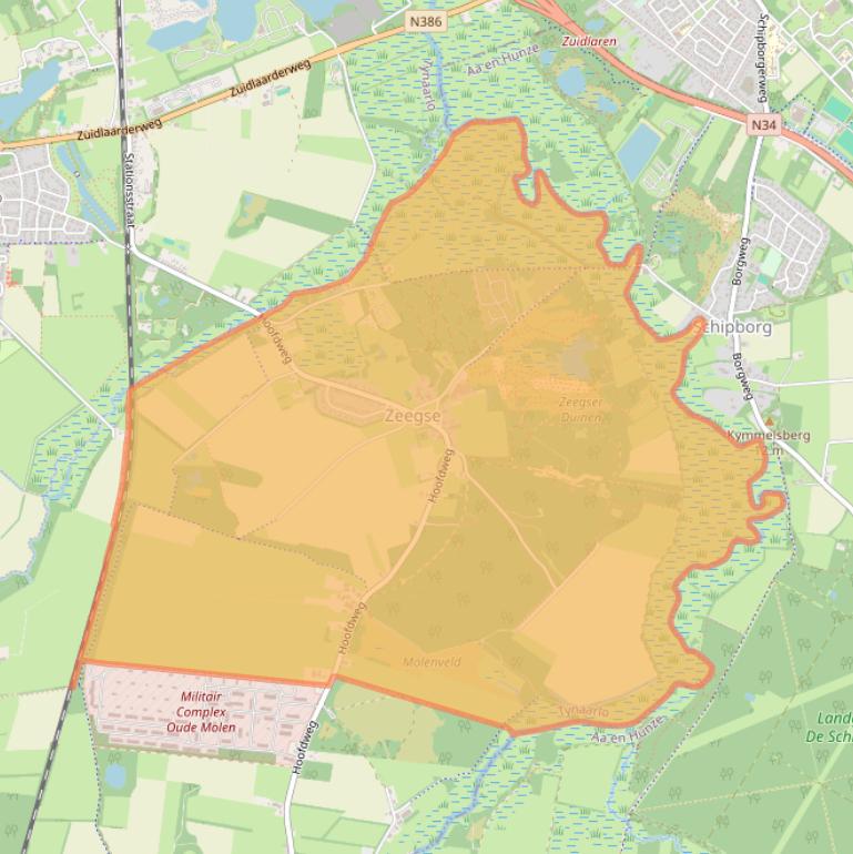 Kaartafbeelding, ingezoomd op postcodegebied 9483.