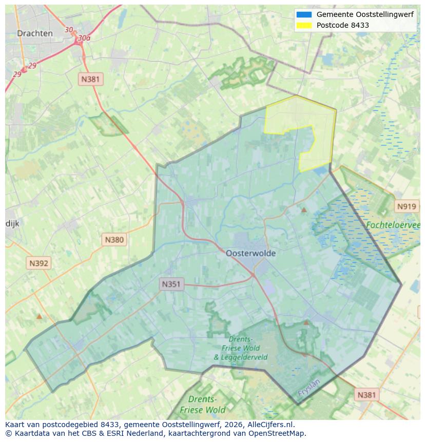 Afbeelding van het postcodegebied 8433 op de kaart.
